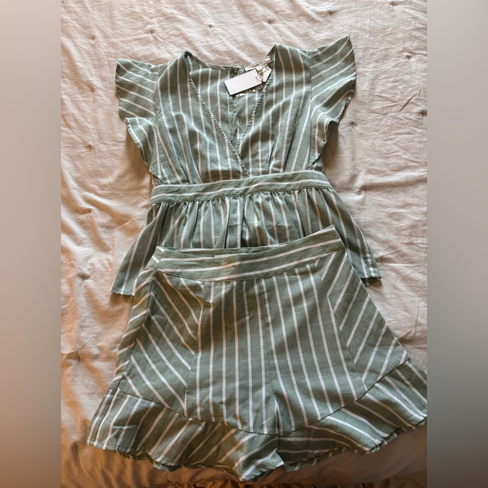 Elle Mint Striped Mini Dress